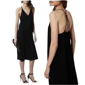 Topshop Ringback black slip dress - size US8